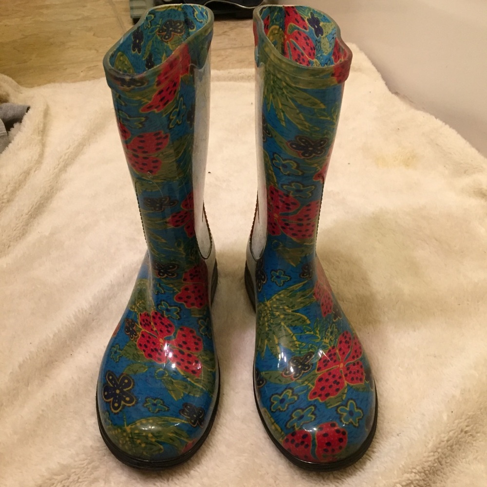 Tropical print sloggers rain boots